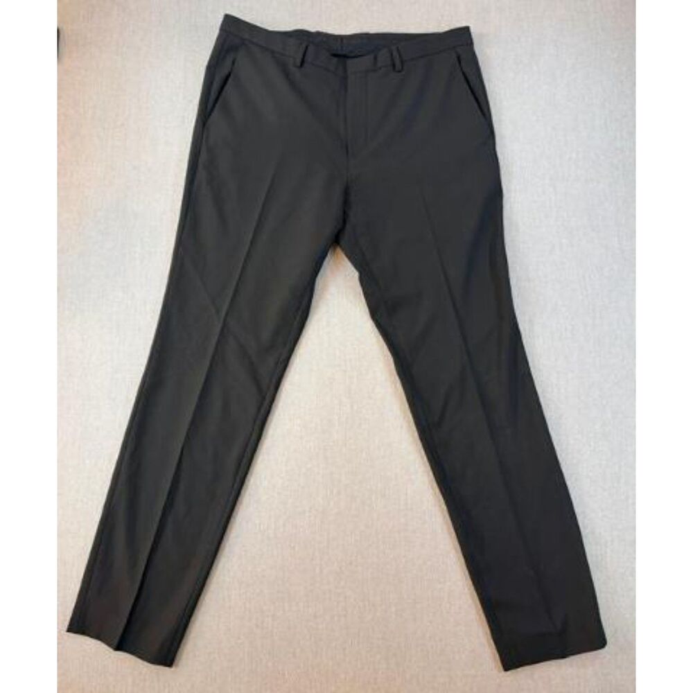 BOSS Hugo Boss Black Flat Front Slim Fit Dress Slacks Trousers Size 34 Regular